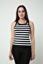 Black and White Striped Halter Collar Women's Tank Top - Daily Use, Comfortable and Stylish