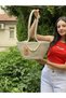 Handbag Beach Bag Shoulder Bag Jute Straw Look