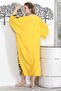 Yellow V-Neck 3/4 Sleeve Buttoned Hidden Pocket Embroidered Printed Casual Oversize Woven Dress - 7