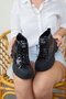 Women's Thick Sole Lace-Up Black Colored Patent Leather Shoes