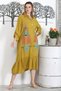 Mustard Colored Shirt Collar Buttoned Long Sleeve Skirt Frilly Embroidered Casual Woven Dress - 2