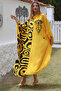 Black-Yellow Judge Collar Bat Sleeve Buttoned Fleto Pocket Printed Woven Oversize Casual Dress - 2