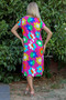 Pink V-Neck Low Sleeve Floral Crinkle Woven Dress - 7