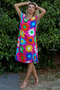 Pink V-Neck Low Sleeve Floral Crinkle Woven Dress - 3