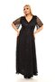 Women's Black Sequined Evening Dress - 6