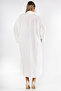 White Shirt Collar Long Sleeve Buttoned Appliqued Embroidered Wide Cut Woven Dress - 2