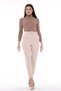 High Waist and Pleated Ankle Cedy Women's Woven Trousers - C3008 Beige - 3