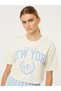 Oversize New York Crop Top Cream T-Shirt