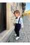 Navy Blue Salopet Bow Tie Baby Blue Shirt - 7