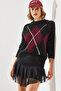 Women's Black Burgundy Baklava Sweater 20246195 - 4