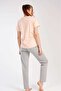Women's Salmon Short Patterned Crew Neck Oval Skirt Single Jersey Pajama Set - 4