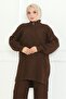 Bitter Brown Tunic and Trousers Knitwear Set - Zippered 1126 - 2