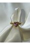 Adjustable Heart Zircon Stone Ring - Gold Color Pink Stone - 3