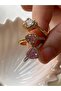 Adjustable Heart Zircon Stone Ring - Gold Color Pink Stone - 2