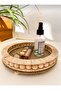 Wooden Beaded Wicker Natural Raffia Tray, Decorative Tray, Decor Tray for Bathroom, Home, Table 25 Cm Diameter