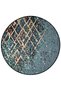 Blue Shades Geometric Patterned Round Woven Base Vintage Decorative Carpet 6192 - 3