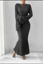 Women's Long Sleeve Filthy Stitching Crew Neck Camisole Dress - 3