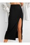 High Waist Luxurious Full Stretch Fabric Elastic Waist Deep Slit Skirt Ete070 - 2