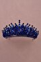 Crystal Stone Bead Embellished Bridal Henna Wedding Crown Navy - 4