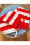 Handmade Knitted Natural Fiber Red (40X16 cm) - 3
