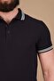 100% Cotton Pique Knitted Men's Polo Collar T-Shirt - Navy Blue - 6