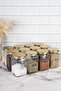 12-Piece Gold Metal Lid Square Glass Jar Storage Set Spice Jar Set with Transparent Label 720 ml - 5