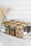 12-Piece Gold Metal Lid Square Glass Jar Storage Set Spice Jar Set with Transparent Label 720 ml - 6