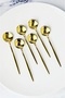 6Pcs Luxury Stainless Steel Spoon Gold Long Handle Round Dessert Spoon Coffee Ice Cream Espresso Spoon