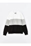 Xside New Black Crew Neck Long Sleeve Color Block Men's Sweatshirt - 3