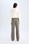 Dfc - Straight Fit High Waist Thick Sweatshirt Fabric Trousers with Pockets - 6