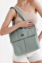 Green H0002 Daily Women's Shoulder Bag - 3 Compartments, Cover, Canvas Fabric, L:35 E:35