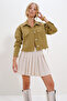 Olive Double Pocket Tassel Detailed Crop Jean Jacket Alc-X12681 - 3