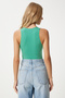 Women's Green Crew Neck Snap Fastener Woven Body Fn03363 - 5