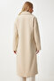 Women's Beige Double-Breasted Collared Cashmere Coat Dd01337 - 8