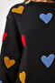 Women's Black Heart Textured Knitted Sweatshirt Nj00162 - 3