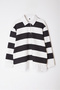 Siyah-Beyaz Çizgili Alttan Gömlek Çıkmalı Örme Büyük Beden Sweatshirt TBBAW25SW00000 - 10