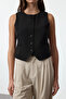 Black Fitted Crop Woven Vest Twoaw25Ye00055 - 3