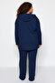 Navy Blue Hooded Collar Relaxed Fit Knitted Camisole Plus Size Bottom-Top Set Tbbaw23Cp00016 - 5