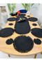 Jute, Wicker, Decorative Table Set, American Style, 6 Plates, 6 Glasses, 1 Basket, 1 Runner, 14 Pieces - 2