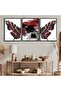 Hari̇kabi̇rev | Red-White Combined Butterfly Wings-Abstract | Framed Tempered Glass Table 3 Pieces Vertical