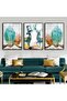 | Turquoise-Gold Most Stylish Flower-Deer Combination | Framed Tempered Glass Table 3 Vertical