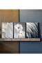 | Navy Blue-Gray Combination Feather Abstract | Framed Tempered Glass Table 3 Vertical - 2