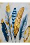 Hari̇kabi̇rev | Loved Navy Blue-Gold Loved Feather Combination | Framed Glass Table 3 Pieces Vertical - 3