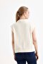 Women's Embroidered V-Neck Cream Sweater - 8