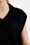 Women's Embroidered V-Neck Black Sweater - 5