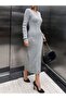 Atemoda V-Neck Gray Dress Stylish Symmetrical Design - 7