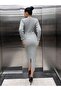 Atemoda V-Neck Gray Dress Stylish Symmetrical Design - 5