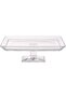 A rectangular glass serving dish with a distinctive base. - 2