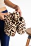 Leopard Patterned Fluffy Women's House Slippers - Cross Model, Girl's House Slippers, Dowry Slippers