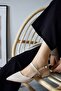 Pure Matte Leather Pointed Toe Short Block Heeled Women's Shoes - 3